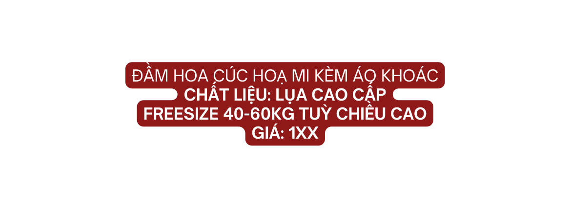 ĐẦM HOA CÚC HOẠ MI KÈM ÁO KHOÁC Chất liệu LỤA CAO CẤP Freesize 40 60kg tuỳ chiều cao giá 1xx