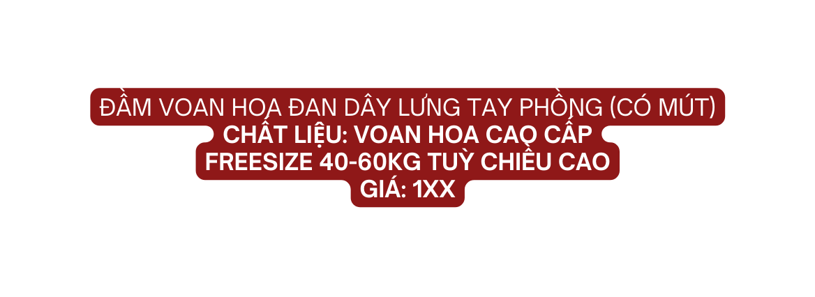 ĐẦM VOAN HOA ĐAN DÂY LƯNG TAY PHỒNG CÓ MÚT Chất liệu VOAN HOA CAO CẤP Freesize 40 60kg tuỳ chiều cao giá 1xx