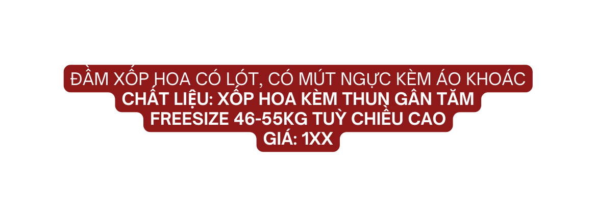 đầm xốp hoa có lót có mút ngực kèm áo khoác Chất liệu xốp hoa kèm thun gân tăm Freesize 46 55kg tuỳ chiều cao giá 1xx